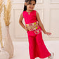 PINK PETAL EMBROIDERED CROP TOP PANTS