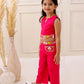 PINK PETAL EMBROIDERED CROP TOP PANTS