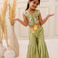OLIVE BLOOM 3D EMBROIDERED SHARARA SET