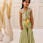 OLIVE BLOOM 3D EMBROIDERED SHARARA SET