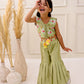 OLIVE BLOOM 3D EMBROIDERED SHARARA SET