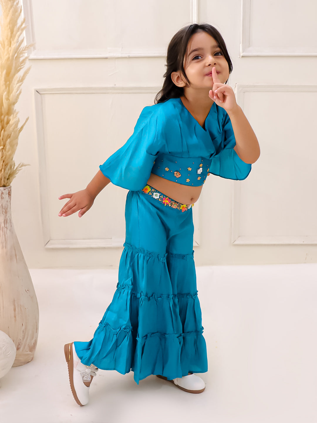 RAMA SILK CROP TOP SHARARA SET