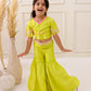 LIGHT GREEN EMBROIDERED CROP TOP SHARARA SET