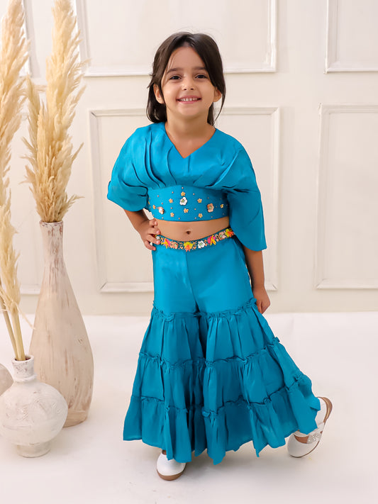 RAMA SILK CROP TOP SHARARA SET
