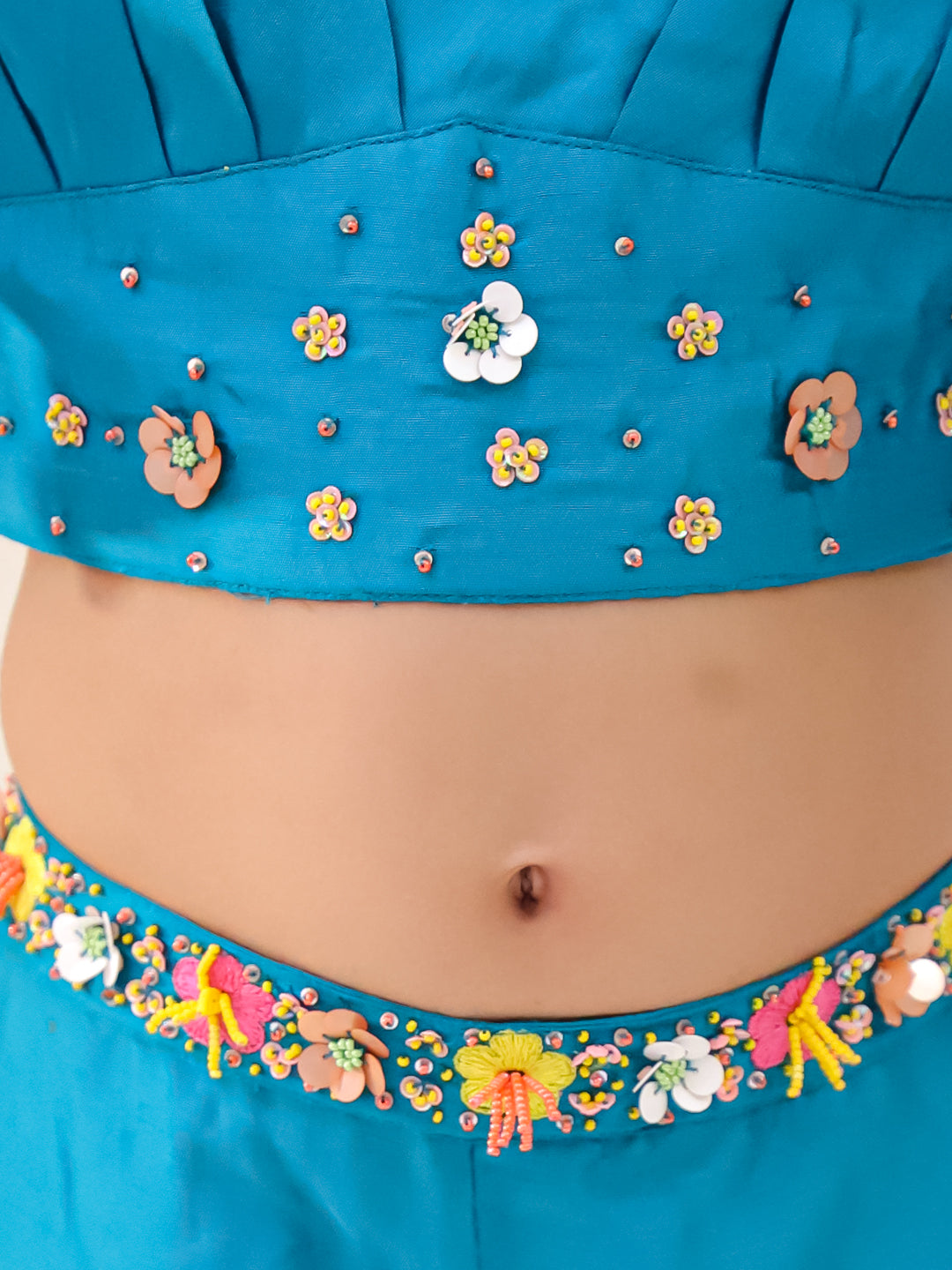 RAMA SILK CROP TOP SHARARA SET