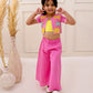 3D CHARM,PINK EMBROIDERED JACKET SET