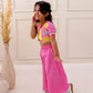 3D CHARM,PINK EMBROIDERED JACKET SET