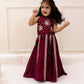 MAROON HALTER NECK CROP TOP LEHENGA SET