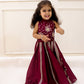 MAROON HALTER NECK CROP TOP LEHENGA SET