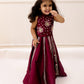 MAROON HALTER NECK CROP TOP LEHENGA SET