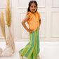 PEACH AND STRIPES ,VEST COAT SET