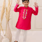 PINK EMBROIDERED SILK KURTA SET