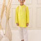 YELLOW EMBROIDERED SILK KURTA SET
