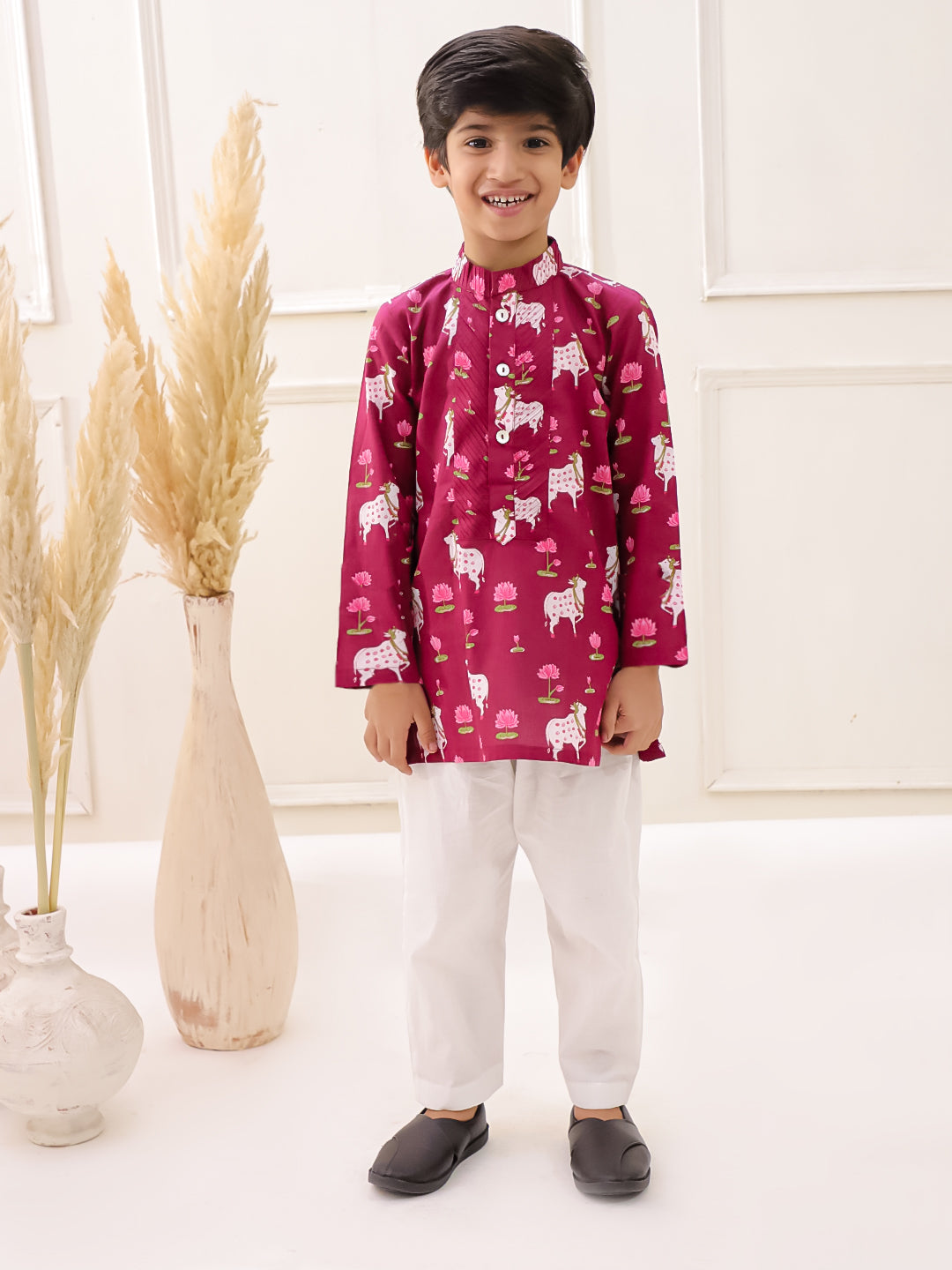MAROON PICHWAYI KURTA SET