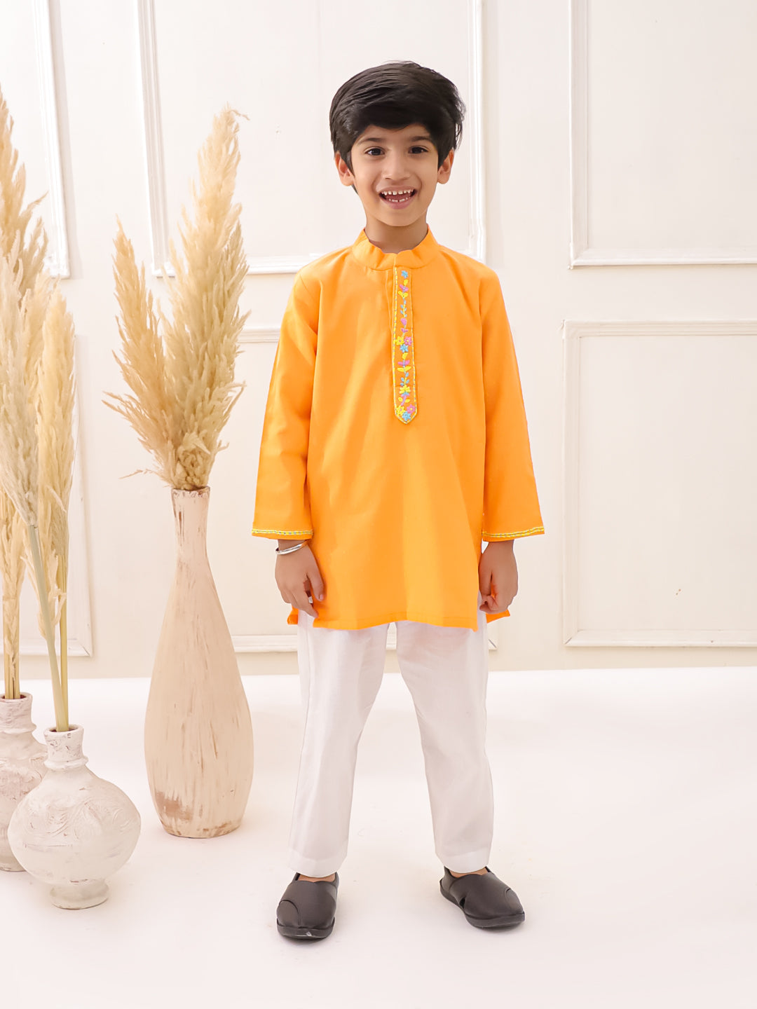 ORANGE EMBROIDERED KURTA SET