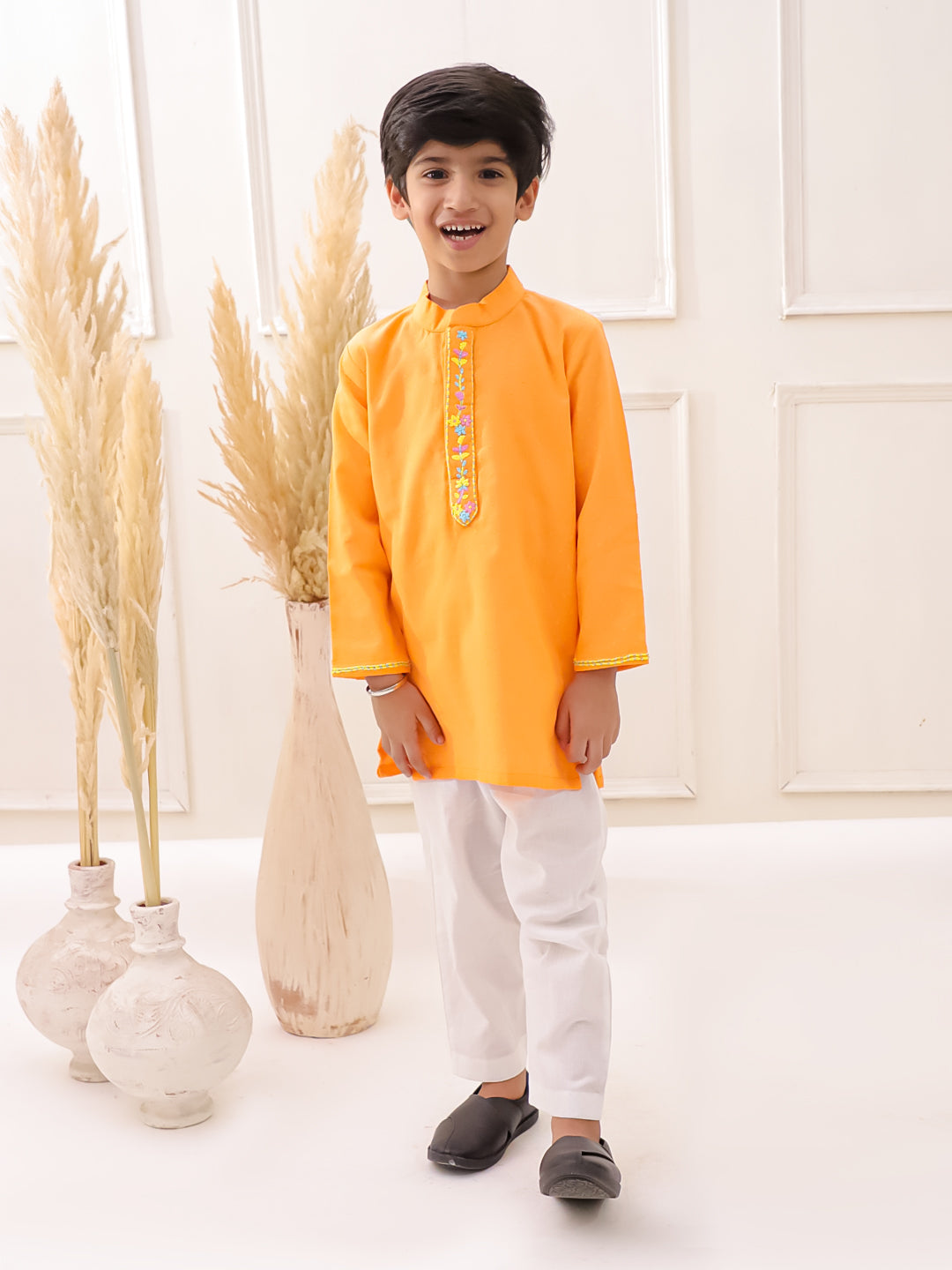 ORANGE EMBROIDERED KURTA SET