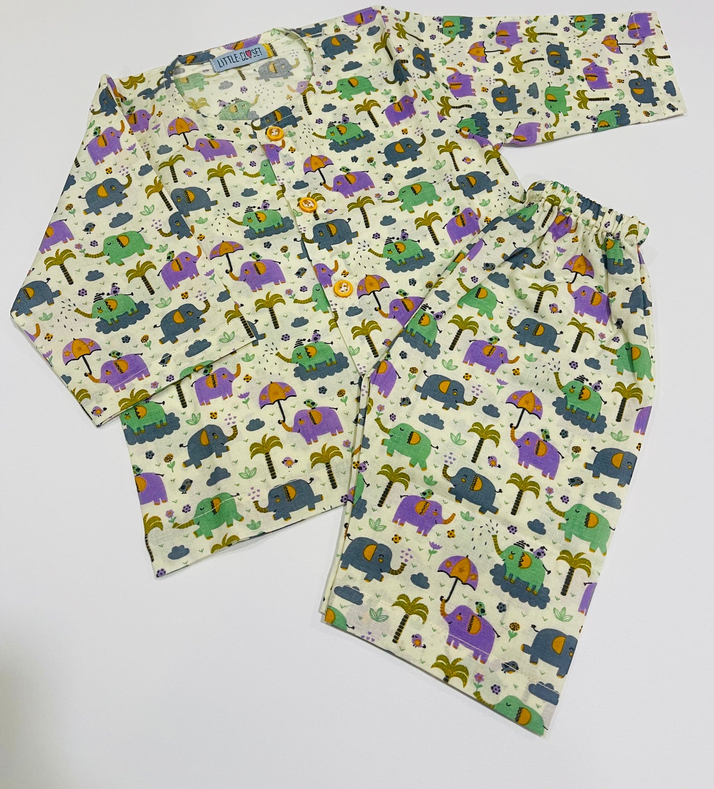 UNISEX COTTON CO-ORD SETS Print – elephant