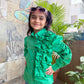 GREEN RUFFLE DETAIL SHIRT