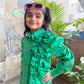 GREEN RUFFLE DETAIL SHIRT