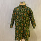 GREEN IKAT KURTA WITH COTTON WHITE PANTS