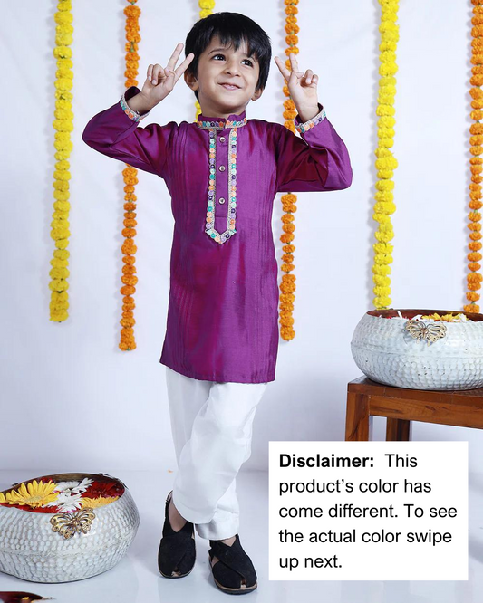 PURPLE SILK KURTA SET